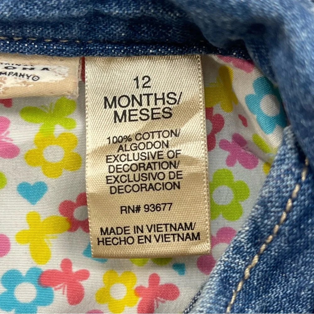 Arizona Jean Company Blue Kids Denim Jacket Girls Size 12 Months